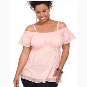 Torrid- blush pink cold shoulder top